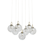 Люстра с 7-ю плафонами из прозрачного стекла в форме шара Orb Cascade  варинант исполнения - 1 | Loft Concept в Москве