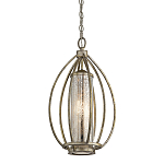 Подвесной светильник овальной формы с цилиндрическим плафоном в цвете сусальное серебро Kichler варинант исполнения - 1 | Loft Concept в Москве