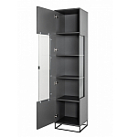 Шкаф-витрина цвета графит с полками и стеклянной дверью Strict Lines варинант исполнения - 3 | Loft Concept в Москве