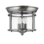 Потолочный светильник в форме фонаря с прозрачным цилиндрическим плафоном и тремя лампами в форме свечей Hinkley варинант исполнения - 1 | Loft Concept в Москве