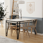 Стол обеденный с прямоугольной столешницей пыльного белого цвета на 4-х металлических ножках PAL ANCIENT WHITE варинант исполнения - 3 | Loft Concept в Москве