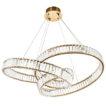 Подвесная люстра в виде изогнутых колец с хрустальным декором Ring Horizontal Oculus Gold Light Chandelier варинант исполнения - 3 | Loft Concept в Москве
