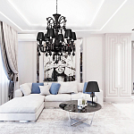 Люстра подвесная с плиссированными абажурами и множеством подвесок черного цвета Диаметр 62 см Lustre Reverie варинант исполнения - 4 | Loft Concept в Москве