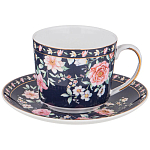 Чайный сервиз из фарфора синий на 6 персон 14 предметов Flower Porcelain Collection варинант исполнения - 2 | Loft Concept в Москве