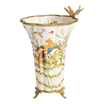 Ваза из фарфора с бронзовой стрекозой  Paradise Dragonfly варинант исполнения - 6 | Loft Concept в Москве