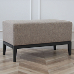 Банкетка из массива бука с бежевой обивкой из рогожки на 4-х ножках черного цвета Fjord варинант исполнения - 2 | Loft Concept в Москве