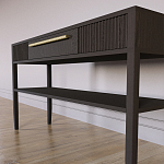 Дизайнерская Консоль с полкой и ящиком Primo Темный орех варинант исполнения - 5 | Loft Concept в Москве