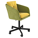 Стул с мягкой обивкой из велюра и подъемно-поворотным механизмом на колесиках Mason Green and Yellow варинант исполнения - 1 | Loft Concept в Москве