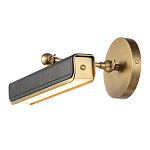 Светильник для картин цвет винтажная латунь с прямоугольным плафоном из кожи черного цвета Alora варинант исполнения - 4 | Loft Concept в Москве