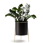 Кашпо из металла и латуни Elegance Elevated Planters черное варинант исполнения - 3 | Loft Concept в Москве