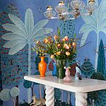 Обои ручная роспись Malwa Special Colourway on blue painted Xuan paper варинант исполнения - 1 | Loft Concept в Москве