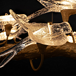 Люстра подвесная с прозрачными стеклянными птичками на ветвях Диаметр 80 см Serip Voa варинант исполнения - 10 | Loft Concept в Москве