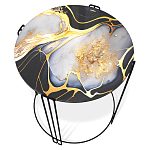 Стол журнальный круглый со столешницей из стекла Gold and Black Marble варинант исполнения - 2 | Loft Concept в Москве