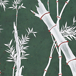 Обои ручная роспись Bamboo Argent on Edo Green painted silk варинант исполнения - 2 | Loft Concept в Москве