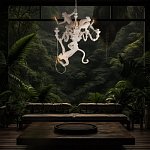 Люстра с тремя фигурами обезьян с лампочками в руках белого цвета Hanging Monkey варинант исполнения - 10 | Loft Concept в Москве