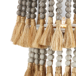 Подвесной светильник двухъярусный с декором из круглых деревянных бусин с кисточками Gray Brown Wooden Beads Chandelier варинант исполнения - 1 | Loft Concept в Москве
