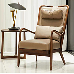 Кресло c каркасом из массива дерева и с мягким подголовником Walnut Armchair варинант исполнения - 1 | Loft Concept в Москве