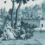 Обои ручная роспись Views of Italy Mare Verde варинант исполнения - 1 | Loft Concept в Москве