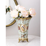 Ваза голубого цвета из фарфора с цветочным рисунком и бронзовой стрекозой Blue Garden варинант исполнения - 4 | Loft Concept в Москве