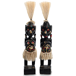 Комплект из 2-х деревянных статуэток Asmat Straw Headdress Statuettes Multicolor варинант исполнения - 1 | Loft Concept в Москве