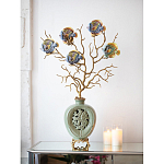 Ваза зеленая с бронзовыми ветвями и фарфоровыми рыбками Eden Garden варинант исполнения - 4 | Loft Concept в Москве