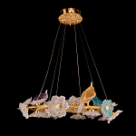 Люстра круглая на золотом каркасе с птичками и цветочным декором Miscellaneous herbs варинант исполнения - 2 | Loft Concept в Москве