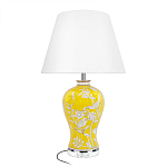 Настольная лампа желтая с изображением белых птиц Flight Among Acacia варинант исполнения - 1 | Loft Concept в Москве