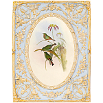 Декоративный постер с изображением птиц в раме с рельефным растительным узором Blooming Birds Poster варинант исполнения - 12 | Loft Concept в Москве