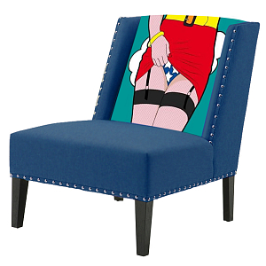 FUN Armchair "Super woman" Blue Дизайнерское кресло с цветным принтом