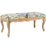 Банкетка из массива бука с цветочным принтом Beige Chinoiserie Garden Banquette варинант исполнения - 1 | Loft Concept в Москве