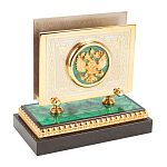 Настольный письменный набор из малахита и долерита с декором в виде герба России Leader Organizer варинант исполнения - 6 | Loft Concept в Москве