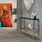 Консоль овальной формы золотая с полкой для хранения Craig варинант исполнения - 4 | Loft Concept в Москве