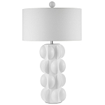 Настольная лампа белая с тканевым абажуром в форме цилиндра Morphing варинант исполнения - 4 | Loft Concept в Москве