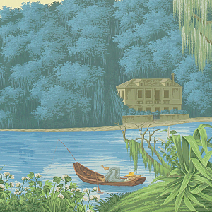 Обои ручная роспись North American River Views Dufour on scenic paper