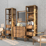 Витрина левая из массива дуба с 5-ю полками и 2-мя ящиками Tasteful Furniture варинант исполнения - 3 | Loft Concept в Москве