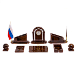 Настольный письменный набор с часами из природного камня обсидиана  Contract Extended варинант исполнения - 1 | Loft Concept в Москве