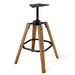 Барный стул со спинкой и подлокотниками на 4-х коричневых деревянных ножках Бежевый Велюр Ava Charm варинант исполнения - 6 | Loft Concept в Москве