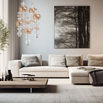 Люстра с плафонами из прозрачного и янтарного стекла в виде шаров и ромбов Gabriel Scott Luna варинант исполнения - 12 | Loft Concept в Москве