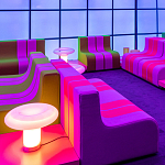 Дизайнерский кофейный стол на круглых ножках Poltronova T02 Pink Coffee Table варинант исполнения - 15 | Loft Concept в Москве