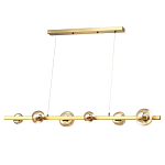 Люстра светодиодная линейная с 6-ю круглыми плафонами коньячного цвета Iona Chandelier Brass  варинант исполнения - 1 | Loft Concept в Москве