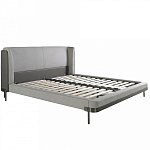 Кровать двуспальная серая с мягким изголовьем из экокожи и ткани Modern Look варинант исполнения - 2 | Loft Concept в Москве