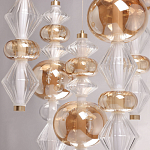 Люстра с плафонами из прозрачного и янтарного стекла в виде шаров и ромбов Gabriel Scott Luna варинант исполнения - 8 | Loft Concept в Москве