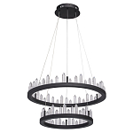 Люстра с двумя кольцами черного цвета с хрустальными элементами QUARTZ CRYSTAL варинант исполнения - 2 | Loft Concept в Москве