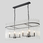 Люстра подвесная овальная со стеклянными прозрачными трубками и металлическим каркасом черного цвета Nembus варинант исполнения - 5 | Loft Concept в Москве