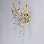 Бра золотого цвета с декоративными ветвями и прозрачными подвесками в форме листьев Droplet Chandelier варинант исполнения - 3 | Loft Concept в Москве