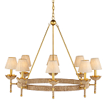 Люстра из кованого железа с отделкой плетеной веревкой и сусальным золотом Parisian Style варинант исполнения - 1 | Loft Concept в Москве