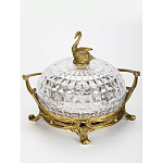 Конфетница из прозрачного рельефного стекла с ручкой и фигуркой лебедя Eden Garden варинант исполнения - 2 | Loft Concept в Москве