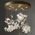 Люстра каскадная с белыми цветами и птицами Takeoff варинант исполнения - 1 | Loft Concept в Москве