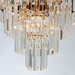 Люстра из черного металла с многоярусными подвесками из прозрачного хрусталя на золотой цепи Empire Black Chandelier Crystal варинант исполнения - 7 | Loft Concept в Москве