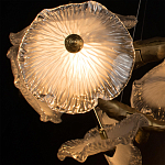 Люстра подвесная круглая с ветвистыми бронзовыми элементами и стеклянными рифлеными дисками Textured Glass Chandelier варинант исполнения - 5 | Loft Concept в Москве